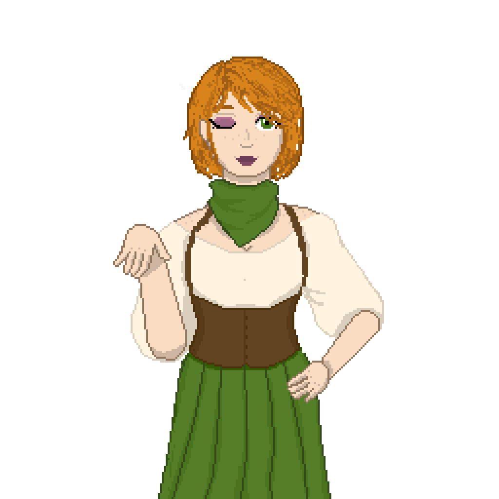 Pixel art portrait of Rosamund