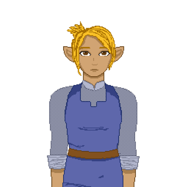 Pixel portrait of Charis from Made in Melostead