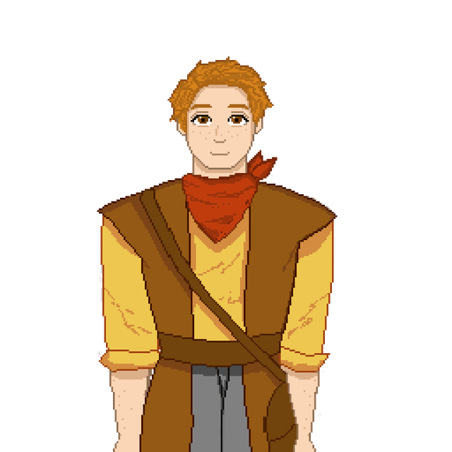 pixel portrait of the character Raleigh from Made in Melostead