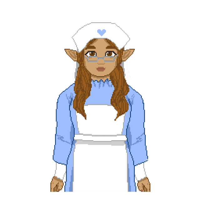 Pixel portrait of Talitha from Made in Melostead