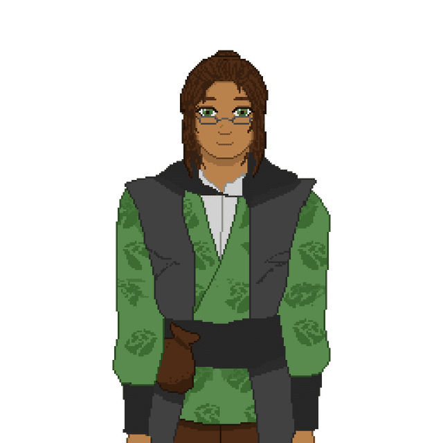 pixel portrait of the character Theo from Made in Melostead