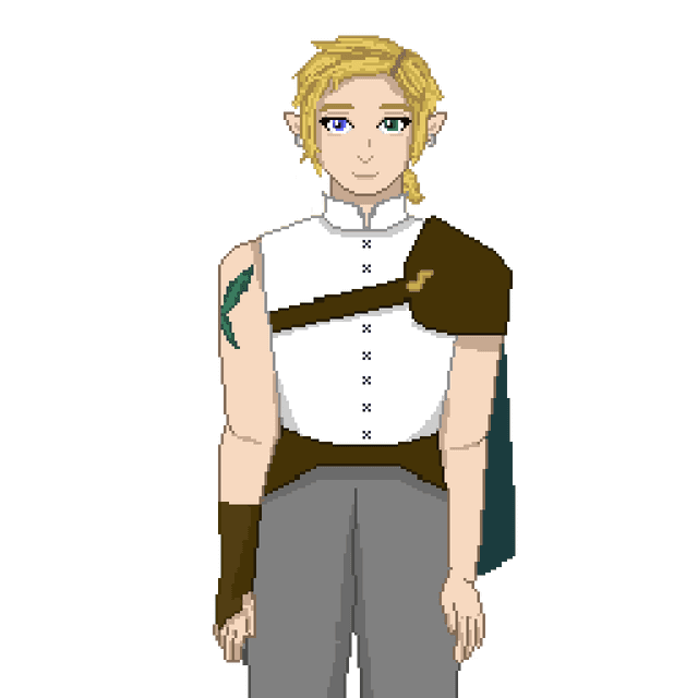 pixel portrait of the character Yasha from Made in Melostead